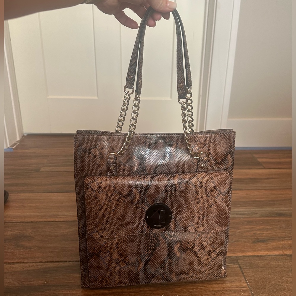 Kate Spade PXRU 3706 denee leather bag. Snakeskin effect leather Kate Spade tote - Picture 3 of 16